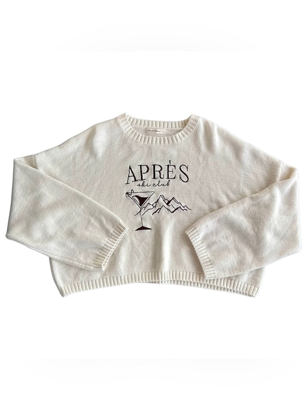 Moon & Madison Apres Ski Club Knit Crewneck Sweater, Size S